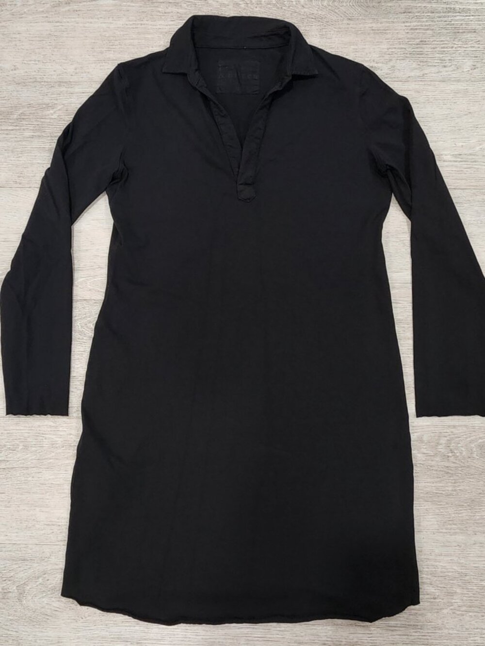 Frank & Eileen Lab Nicole Long Sleeve Henley Dress Heritage Jersey Black Women M - Picture 3 of 8
